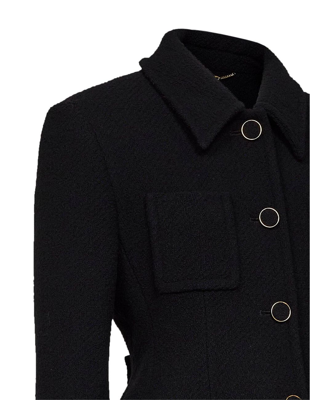 Chloé Black Tweed Jacket With Lined Interior And Belted Back