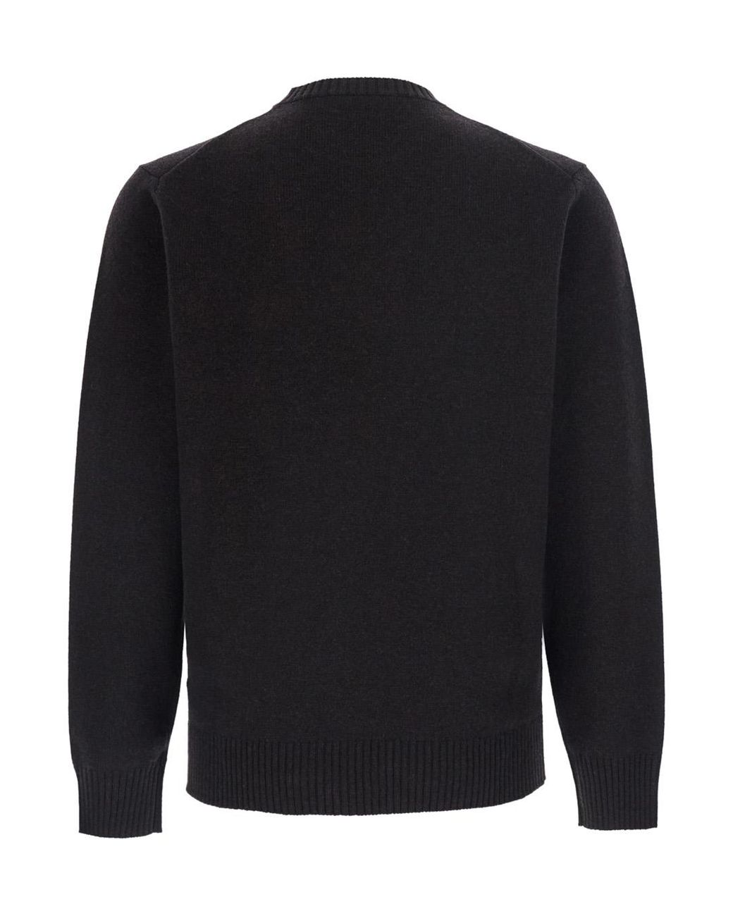 Kangra Black Crewneck Sweater Wool-Cashmere Blend Tops for men