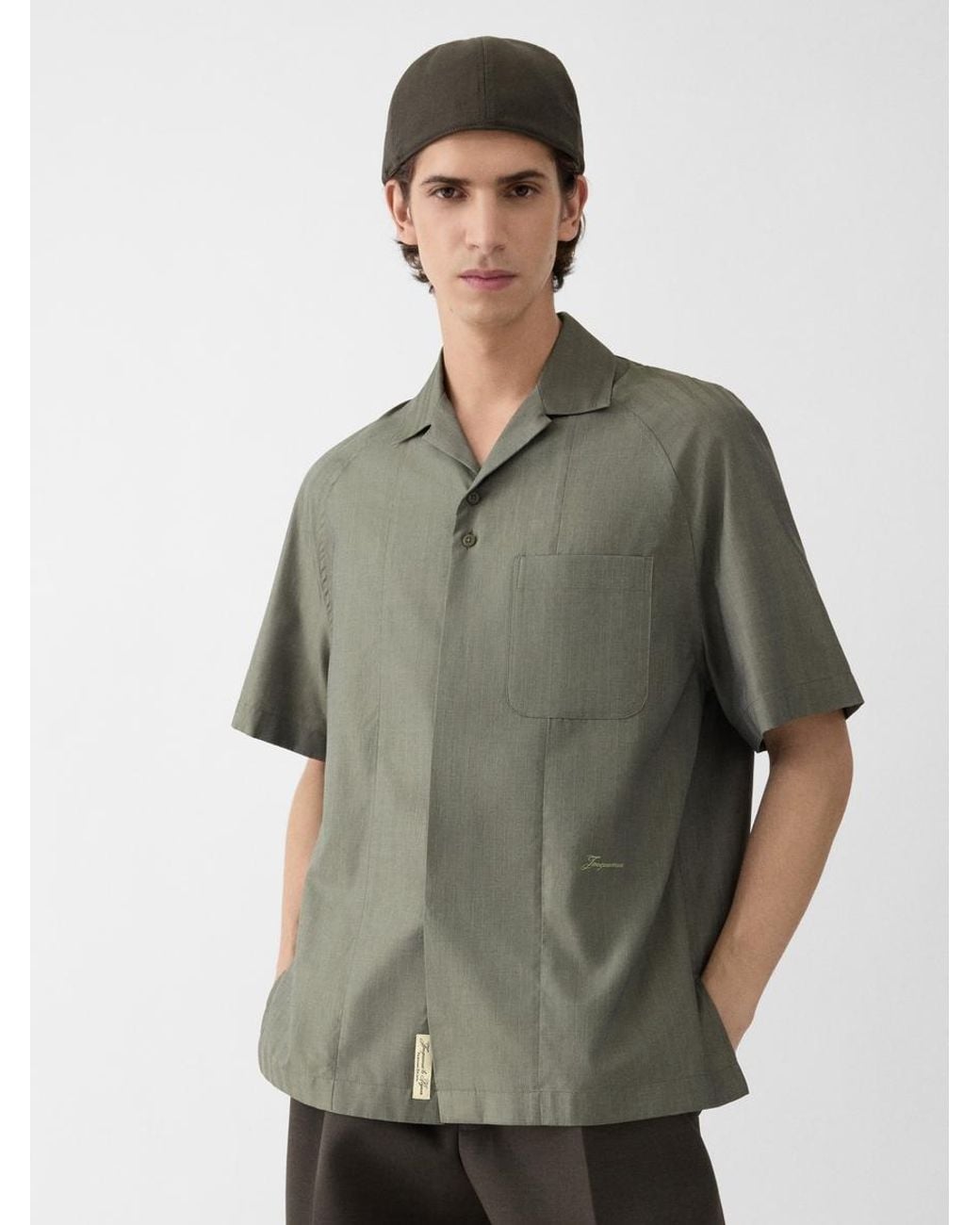 Jacquemus Green Das Romarin Hemd Mit Kurzen Ärmeln