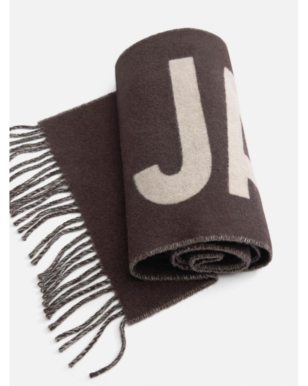 Jacquemus White Logo Detailed Fringed Edge Scarf