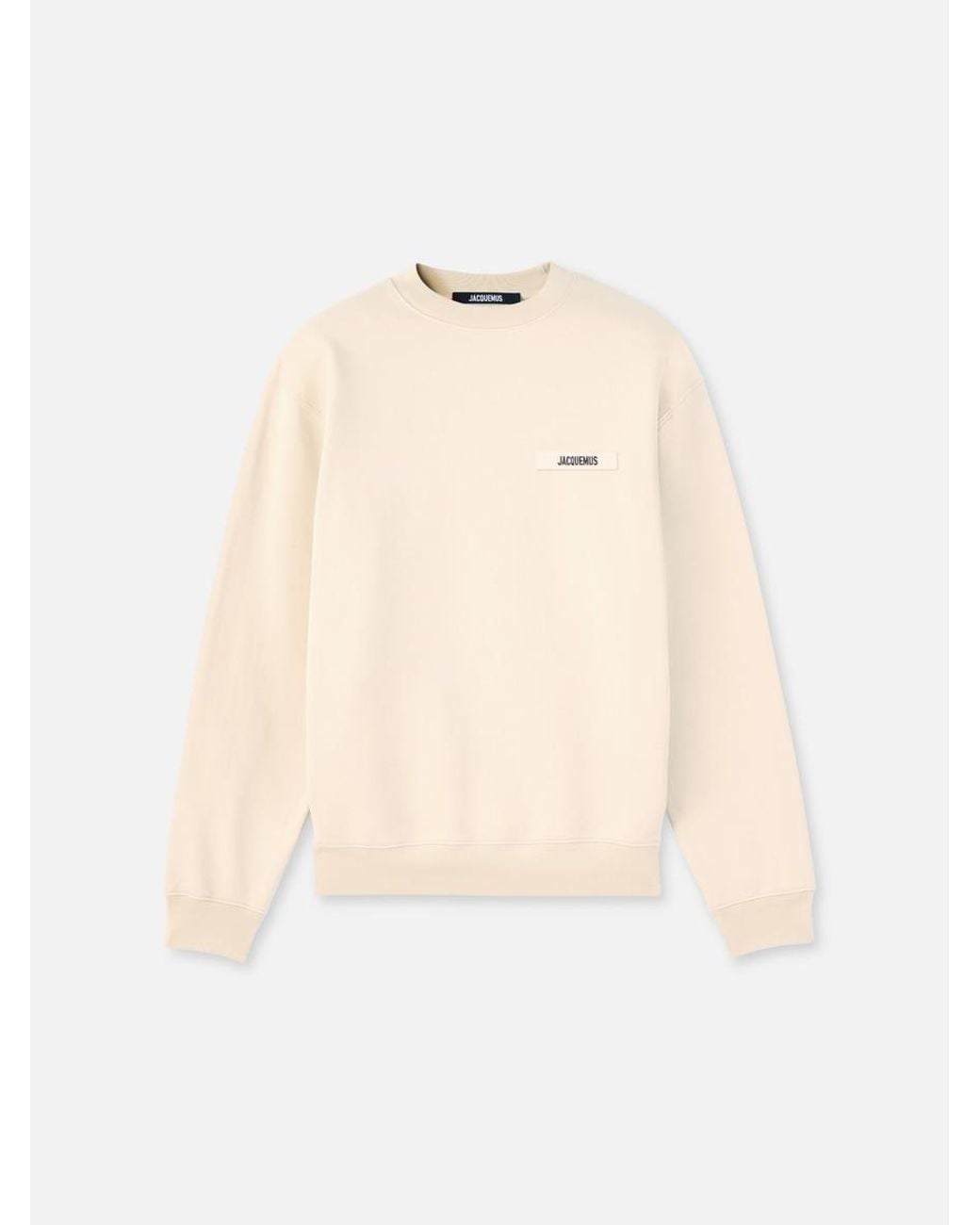 Jacquemus Natural Long Sleeve Sweatshirt With Grosgrain Logo for men