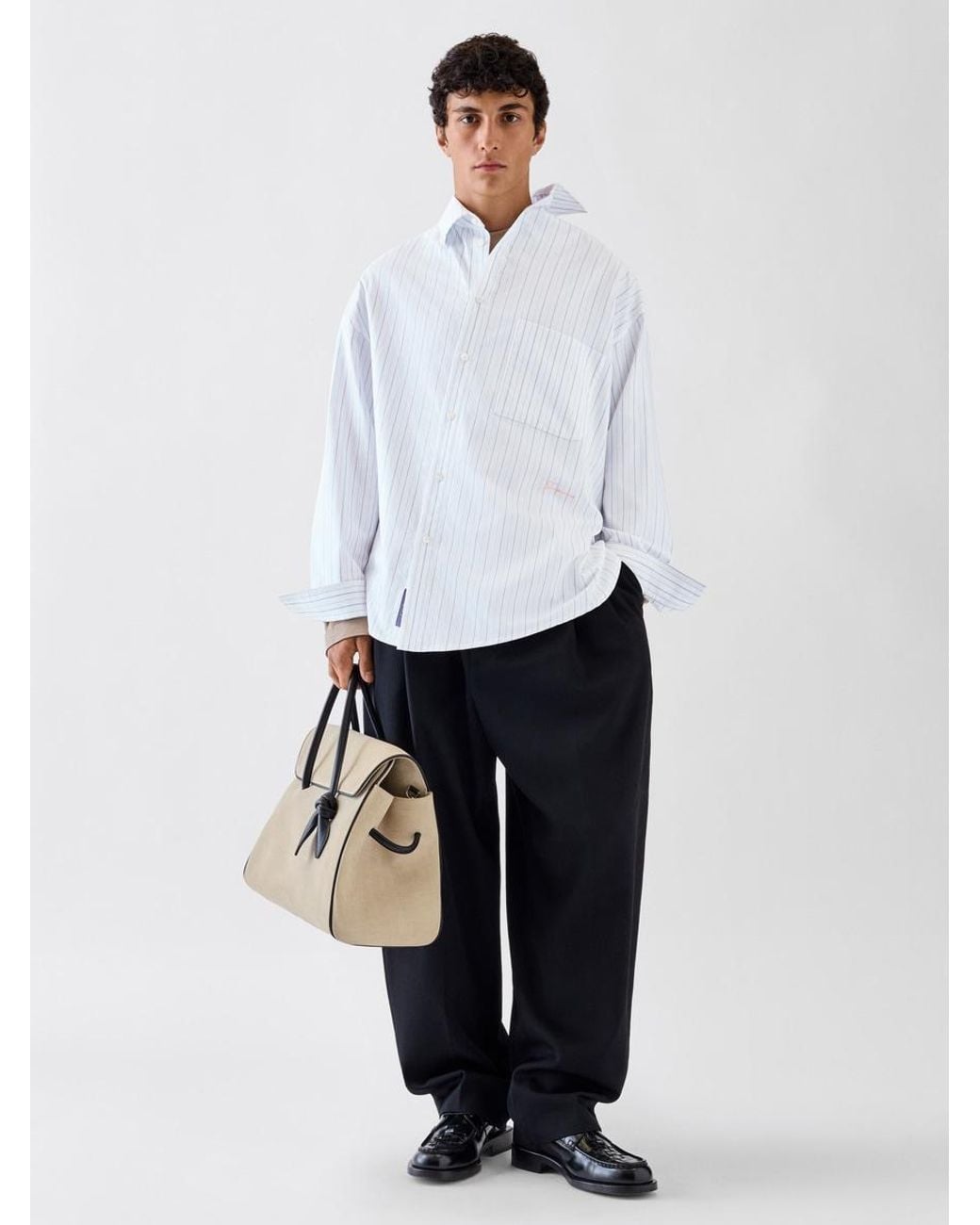 Jacquemus White Das Langärmelige Cuadro Hemd for men