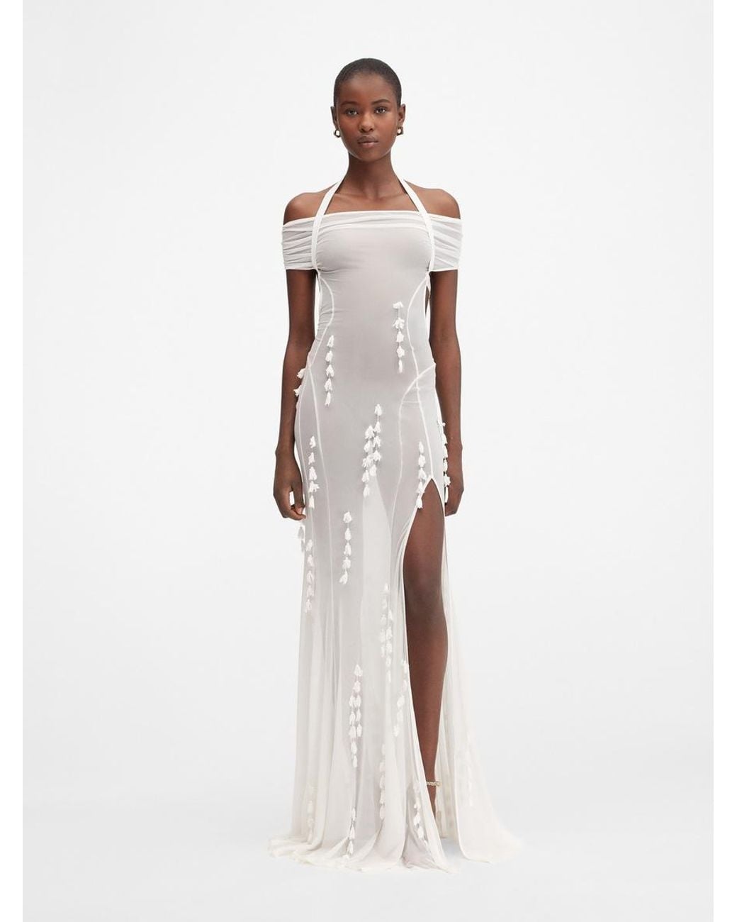 jacquemus sheer white dress La Robe Maille Nodo sheer gown in white - Jacquemus