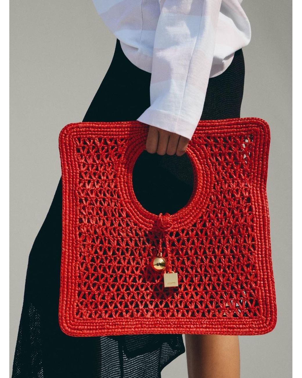 Jacquemus Red The Spiaggia Small Square Bag