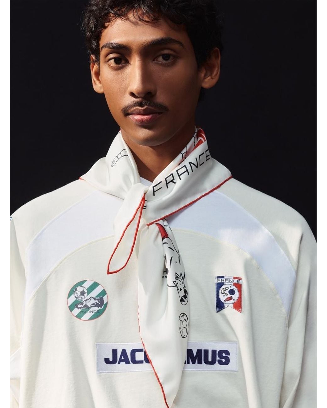Jacquemus White Der Fan-Seidenschal for men
