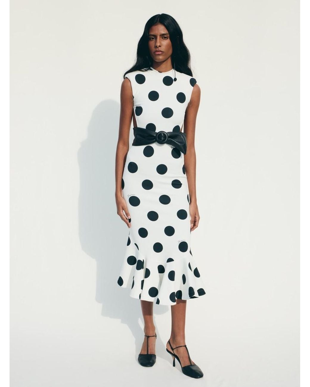 Jacquemus White Das Gepunktete Palmier Kleid