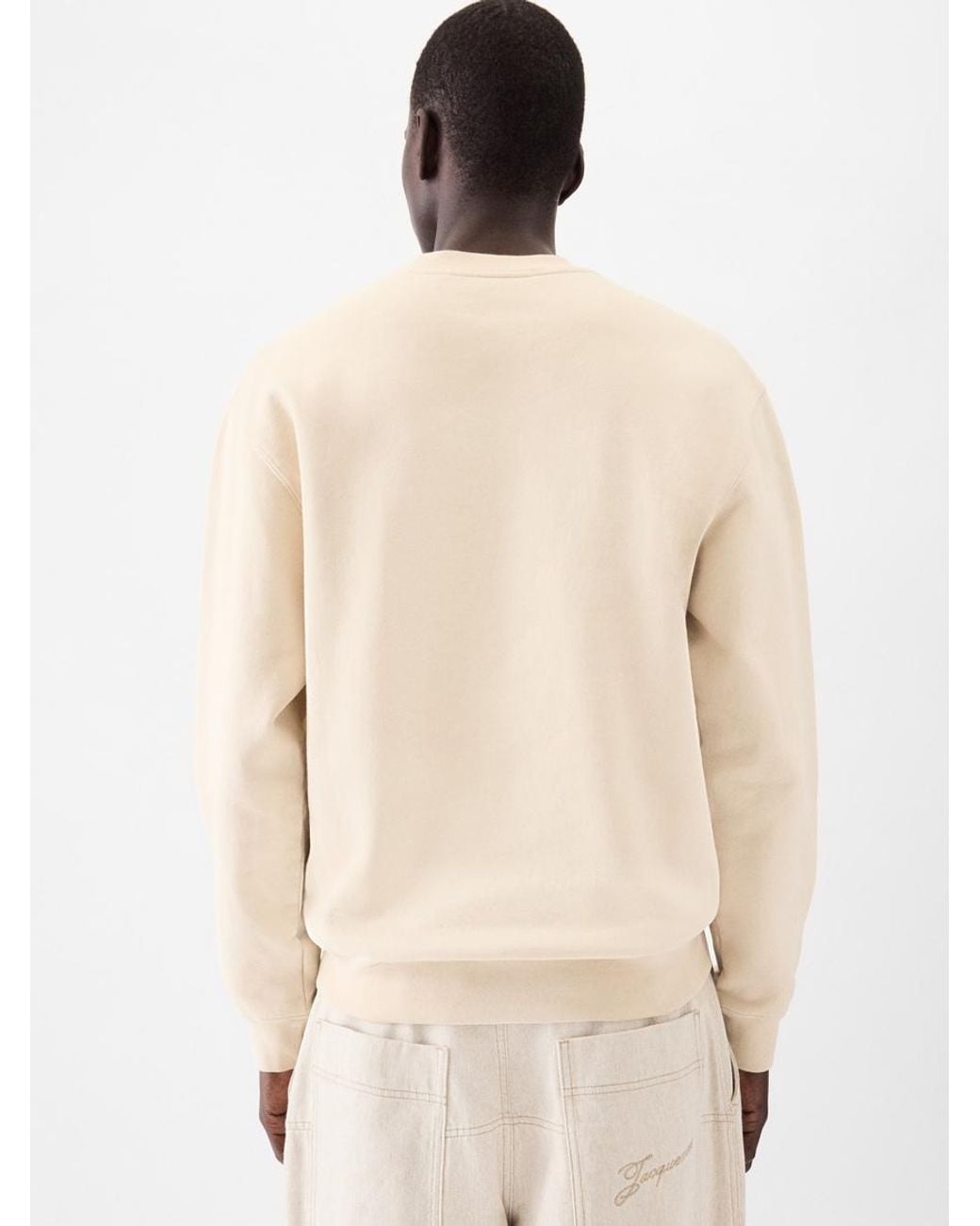 Jacquemus Natural Long Sleeve Sweatshirt With Grosgrain Logo for men