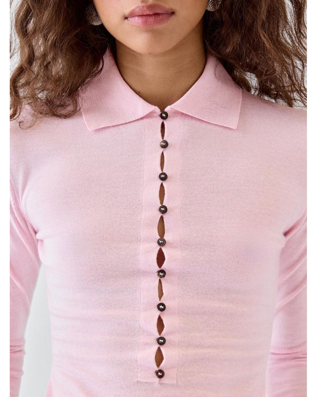 Jacquemus Pink The Merino Long-Sleeve Polo Shirt