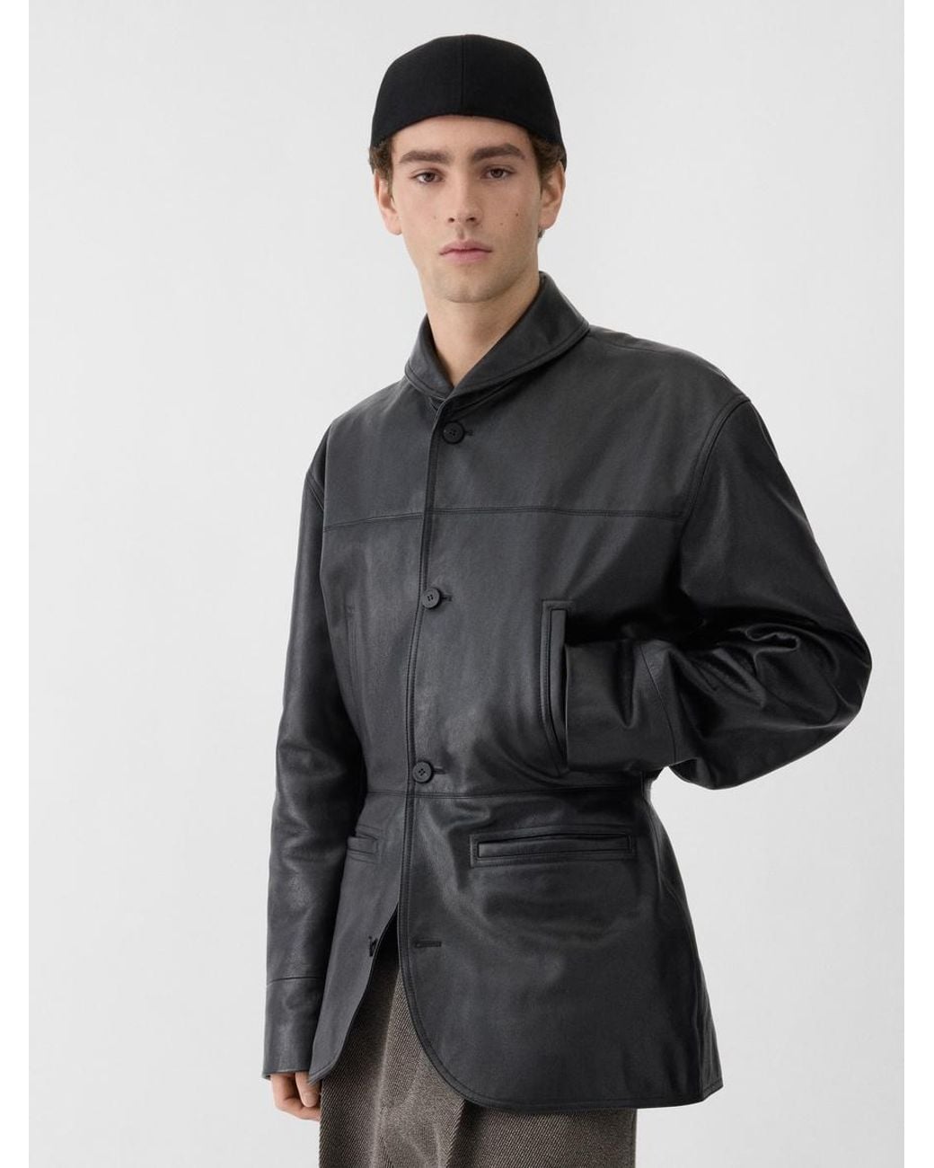 Jacquemus Black The Gardian Leather Jacket for men