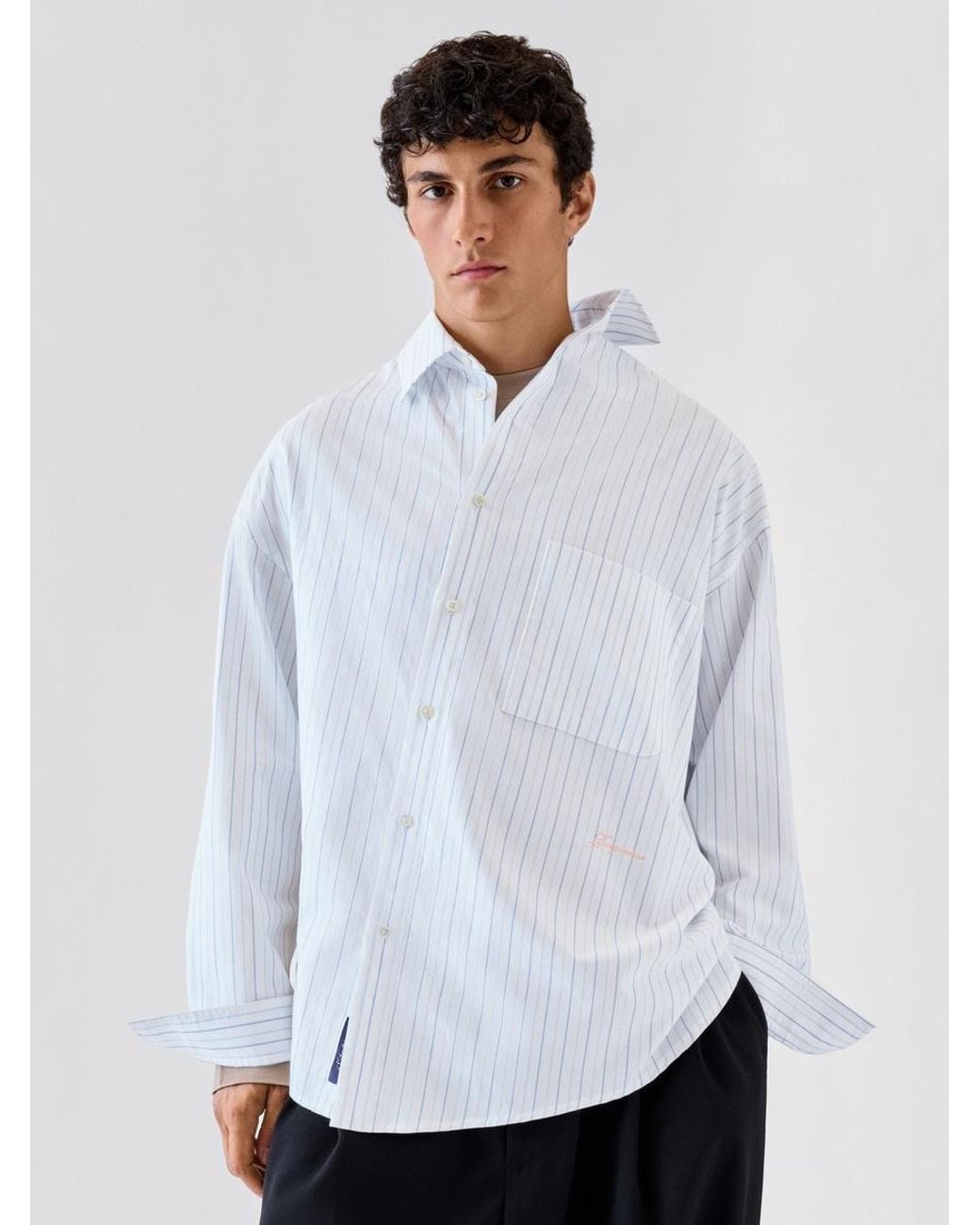 Jacquemus White Das Langärmelige Cuadro Hemd for men