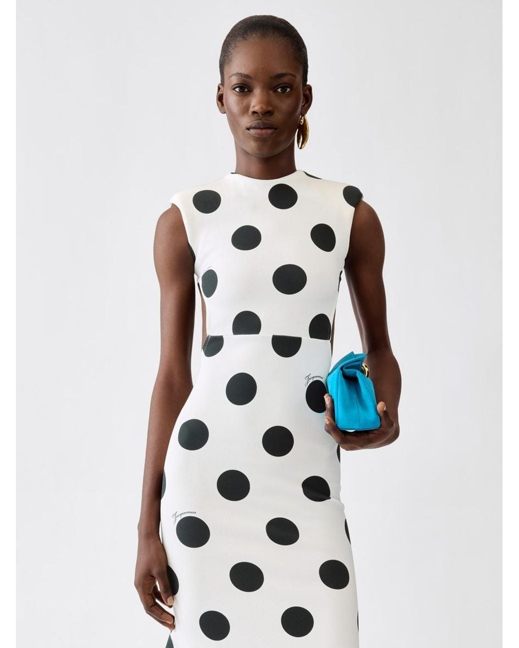 Jacquemus White Das Gepunktete Palmier Kleid
