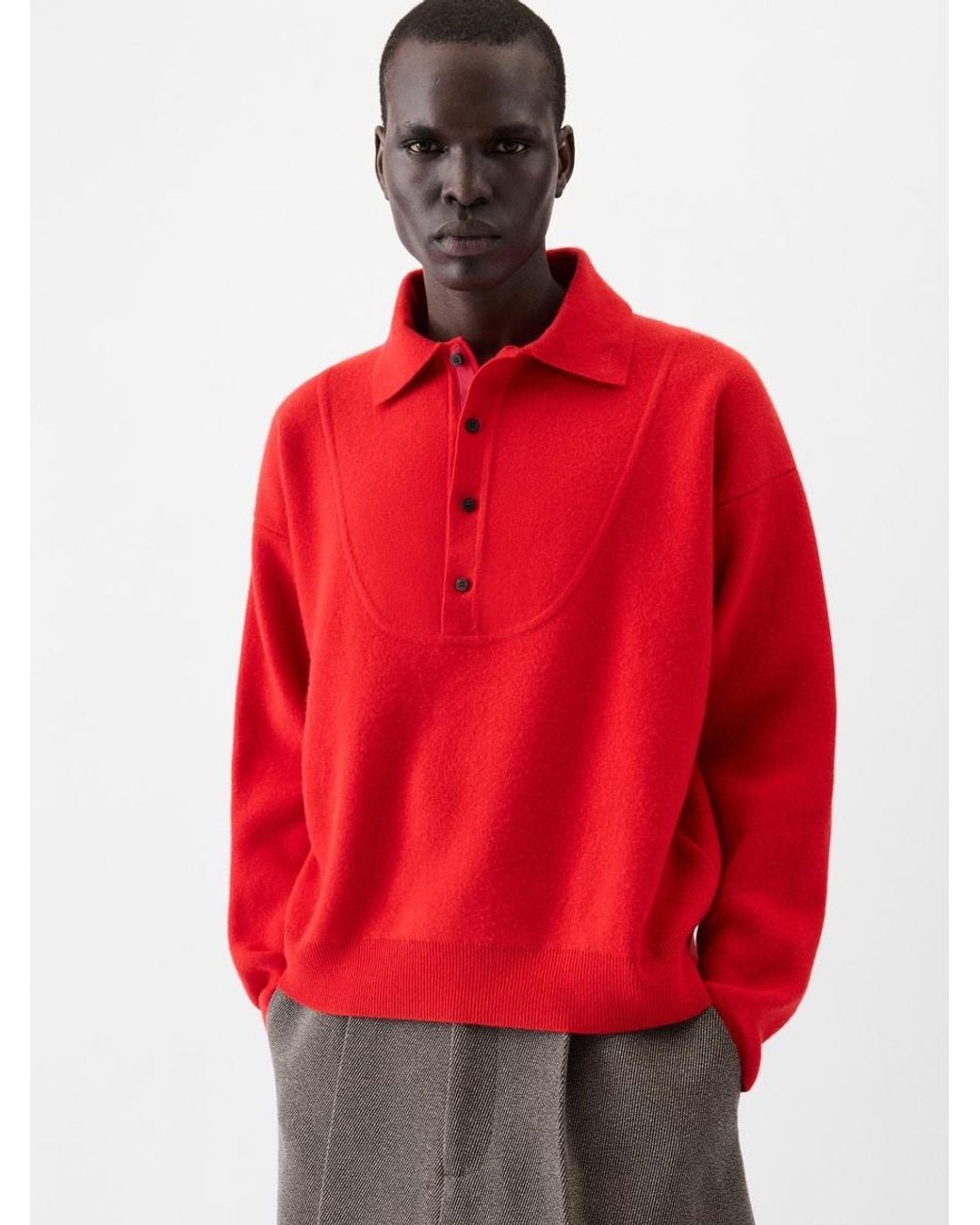 Jacquemus Red The Pallone Vareuse-Style Knit
