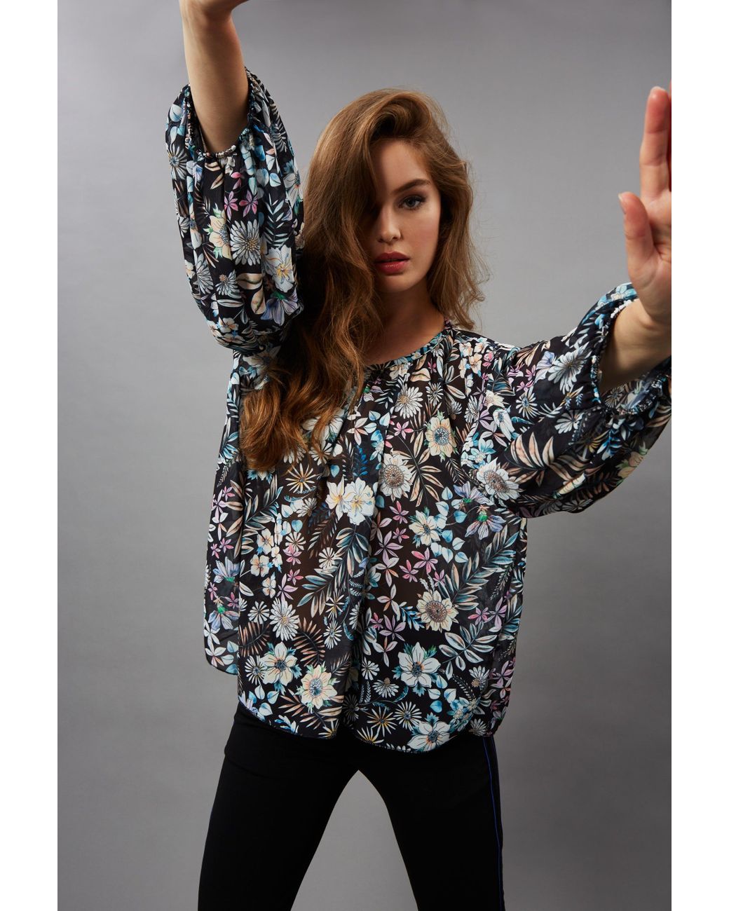 James Lakeland Sheer Floral Blouse in 