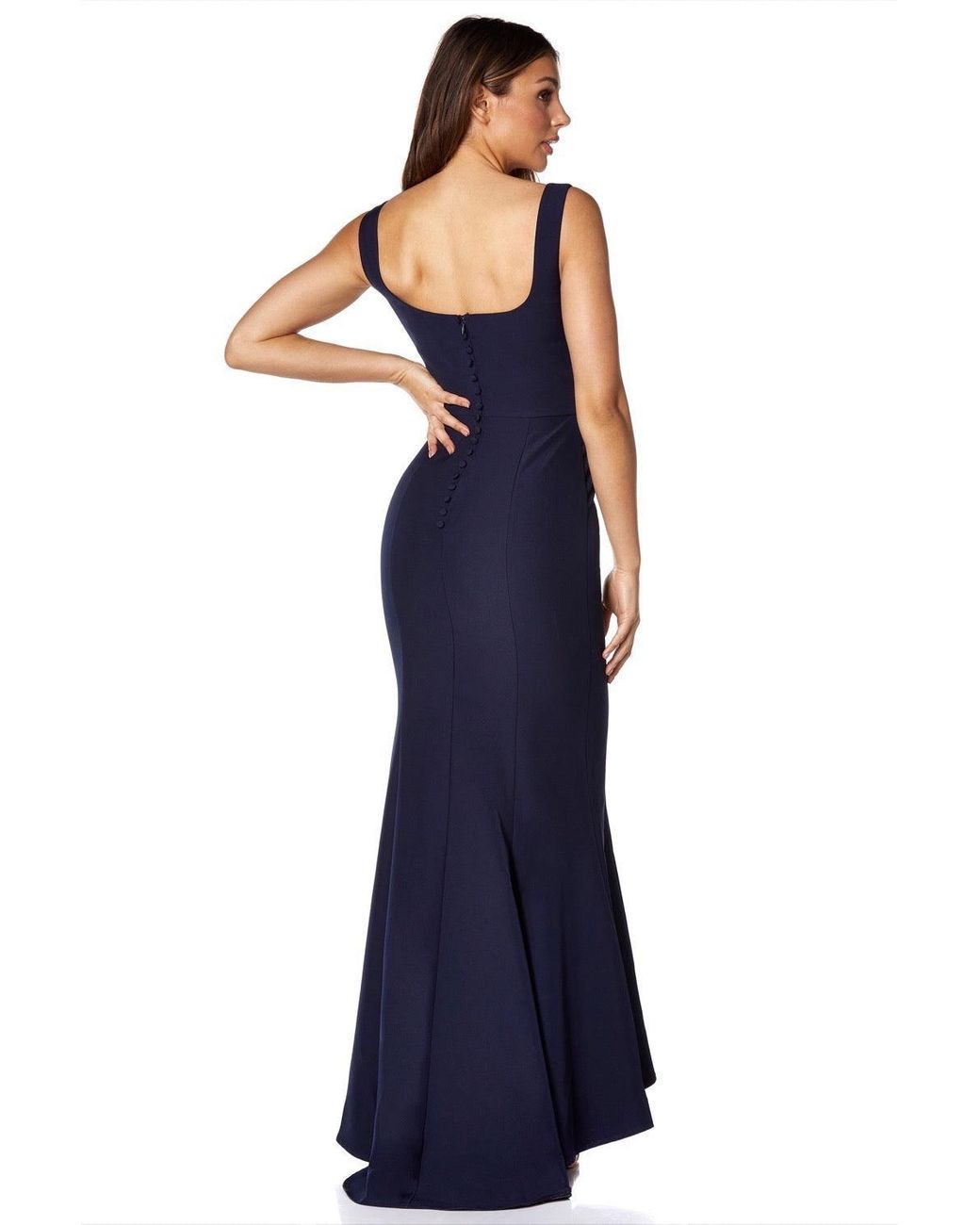 Jarlo Senia Square Neck Maxi Dress With Button Back in Blue Lyst UK