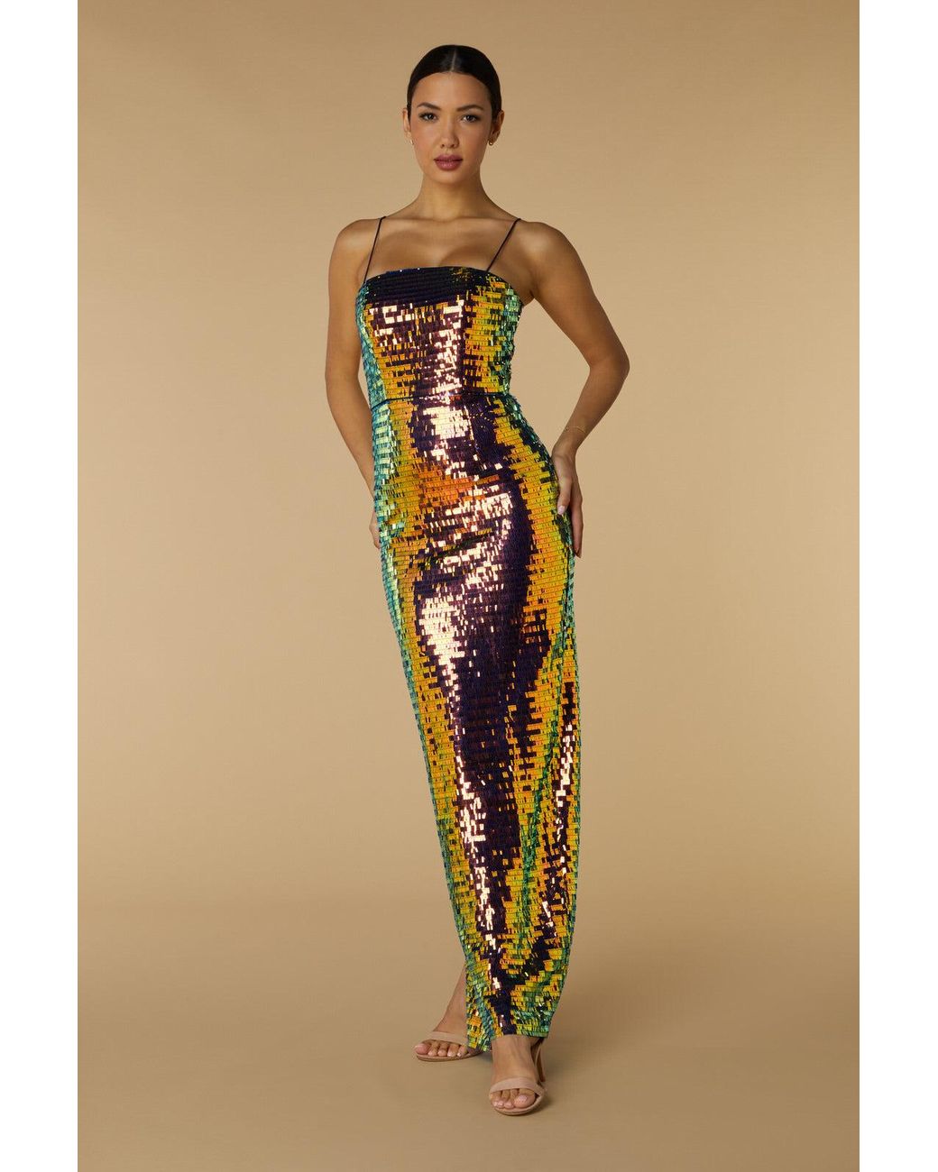 Jarlo Juno Sequin Maxi Dress With Cami Straps in Natural Lyst