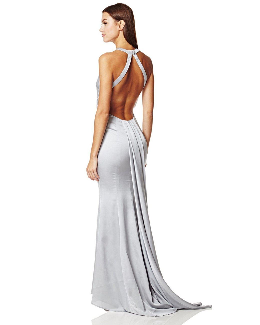 Jarlo Blanche Open Back Maxi Dress With Train Detail in White | Lyst