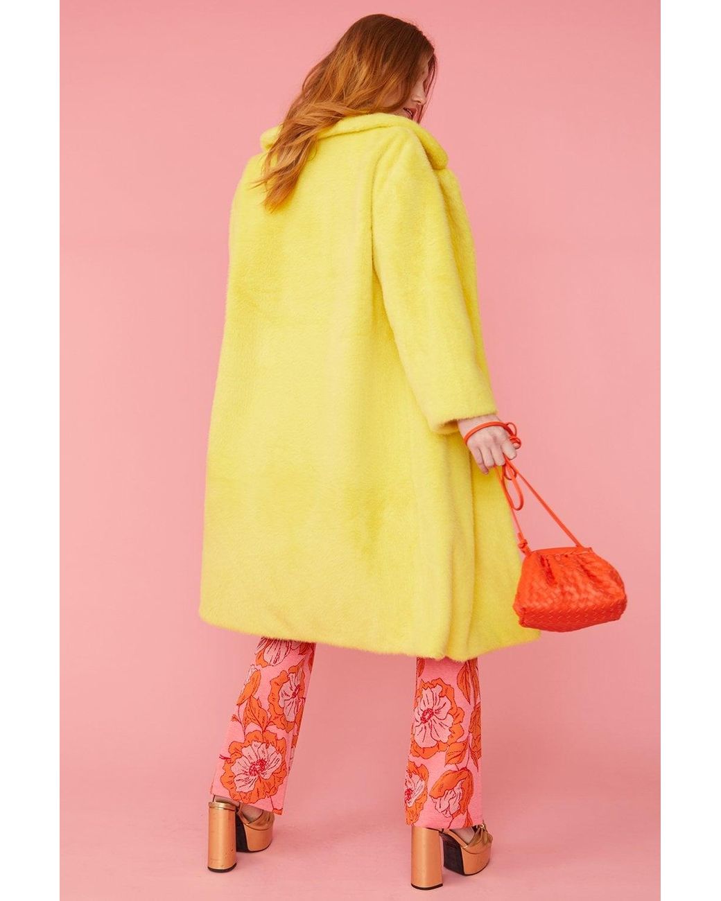 Jayley Pink Faux Fur Midi Coat