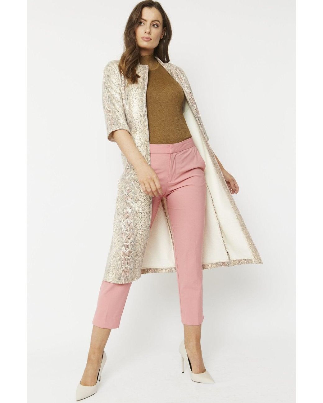 Jayley Natural Snake Print Faux Suede Jacket