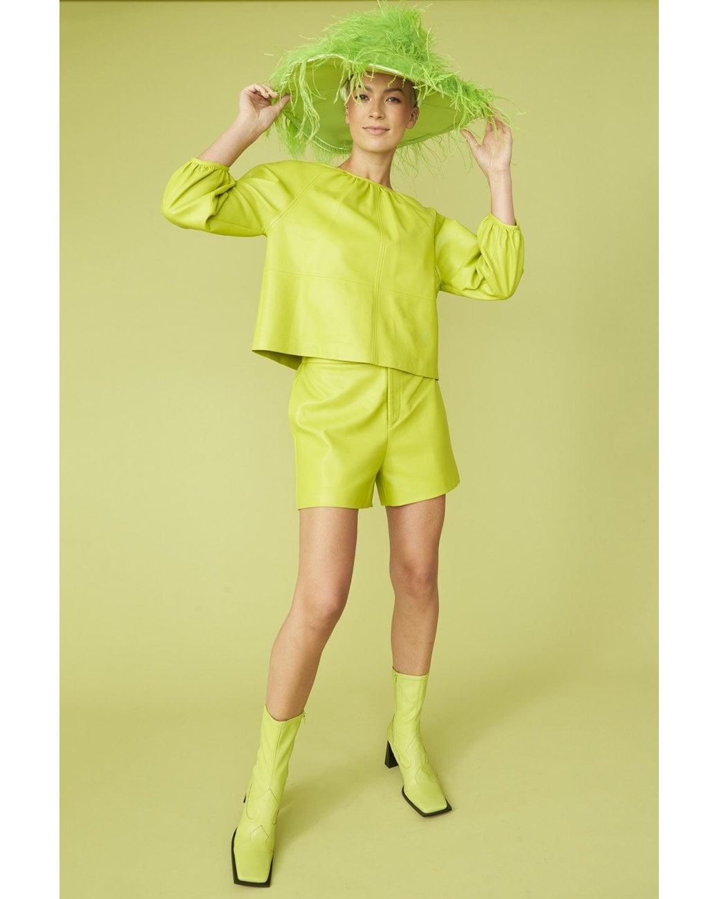 Jayley Yellow Lime Eco Leather Swing Top