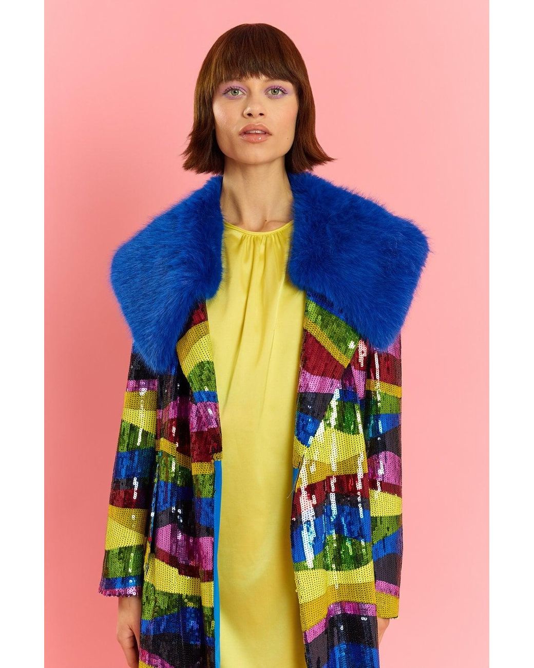 Jayley Pink Bamboo Sequins Trench Coat