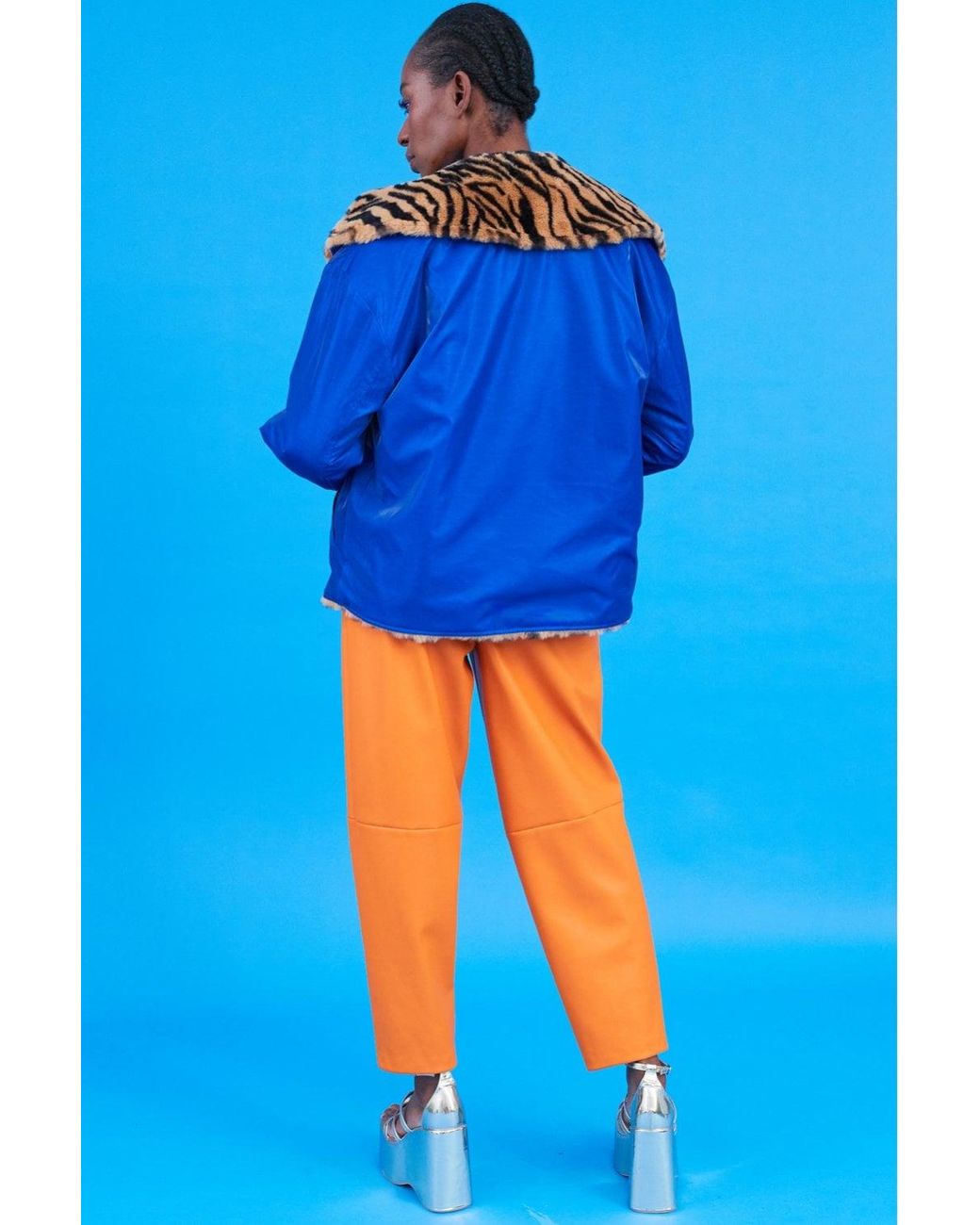 Jayley Blue Reversible Animal Print Jacket