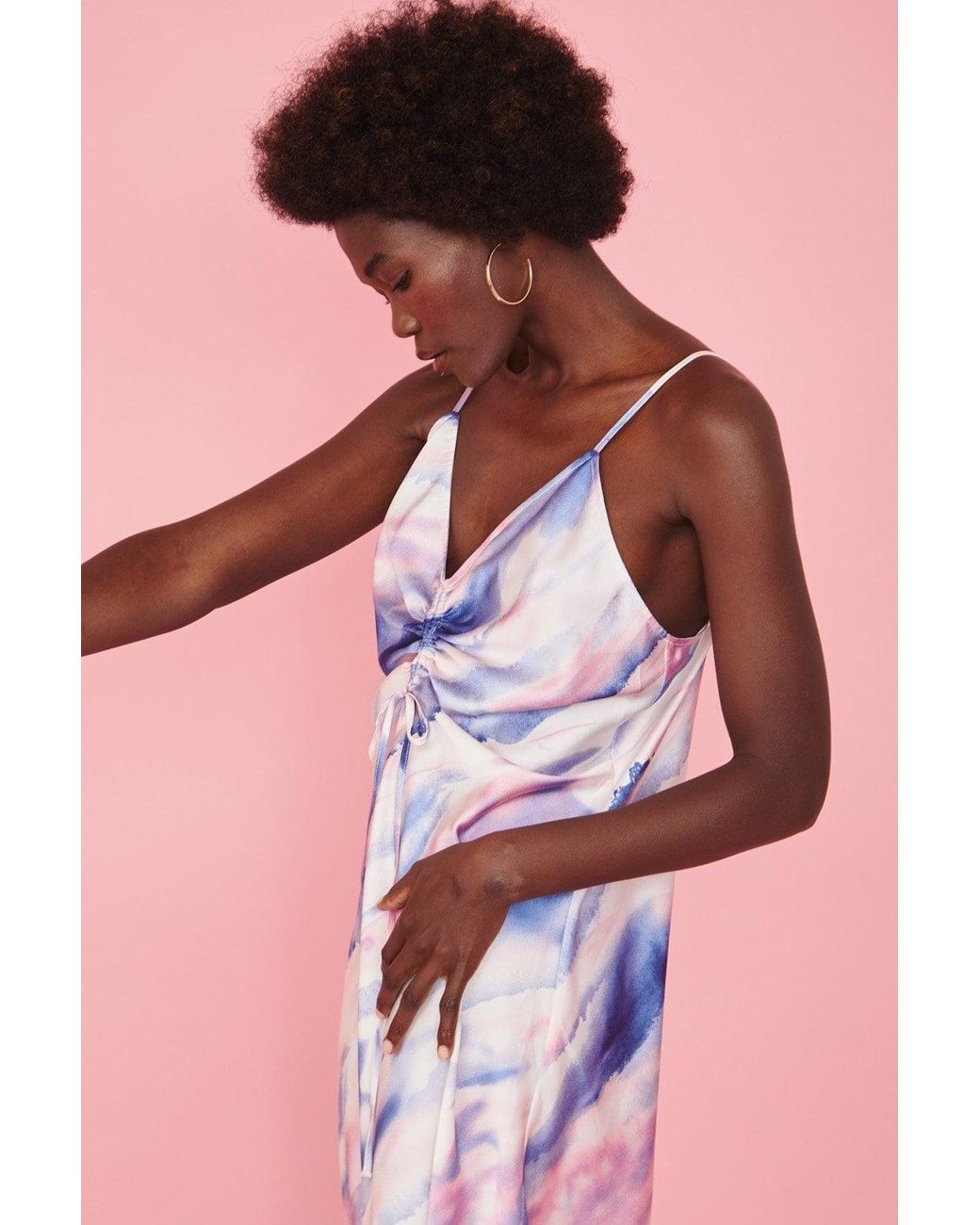 Jayley Pink Tie Dye Ruffle Cami Dress