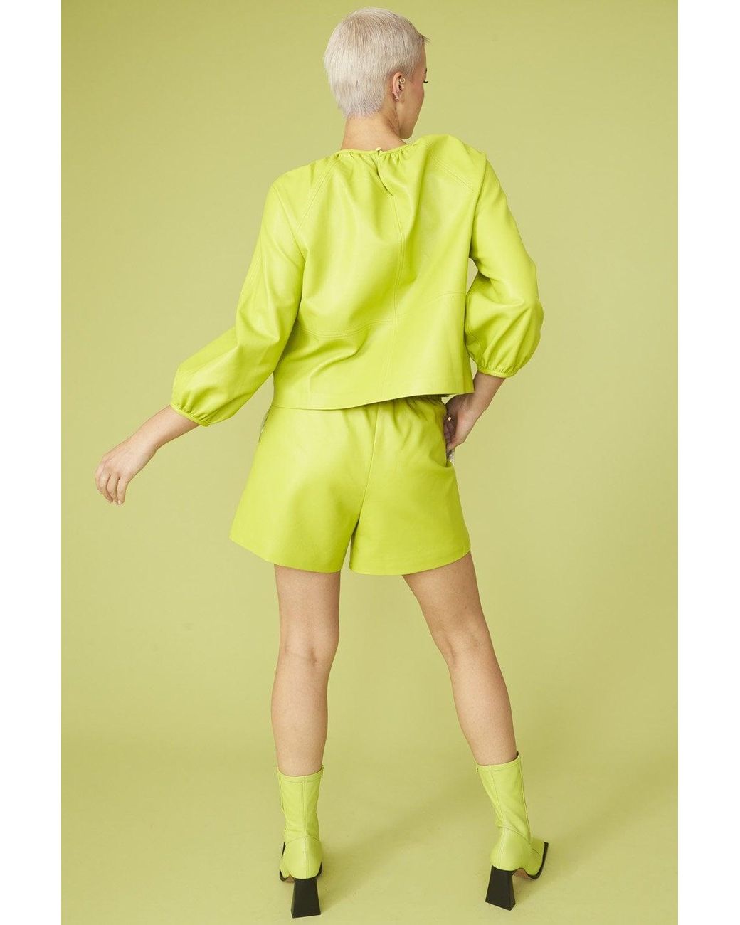 Jayley Yellow Lime Eco Leather Swing Top