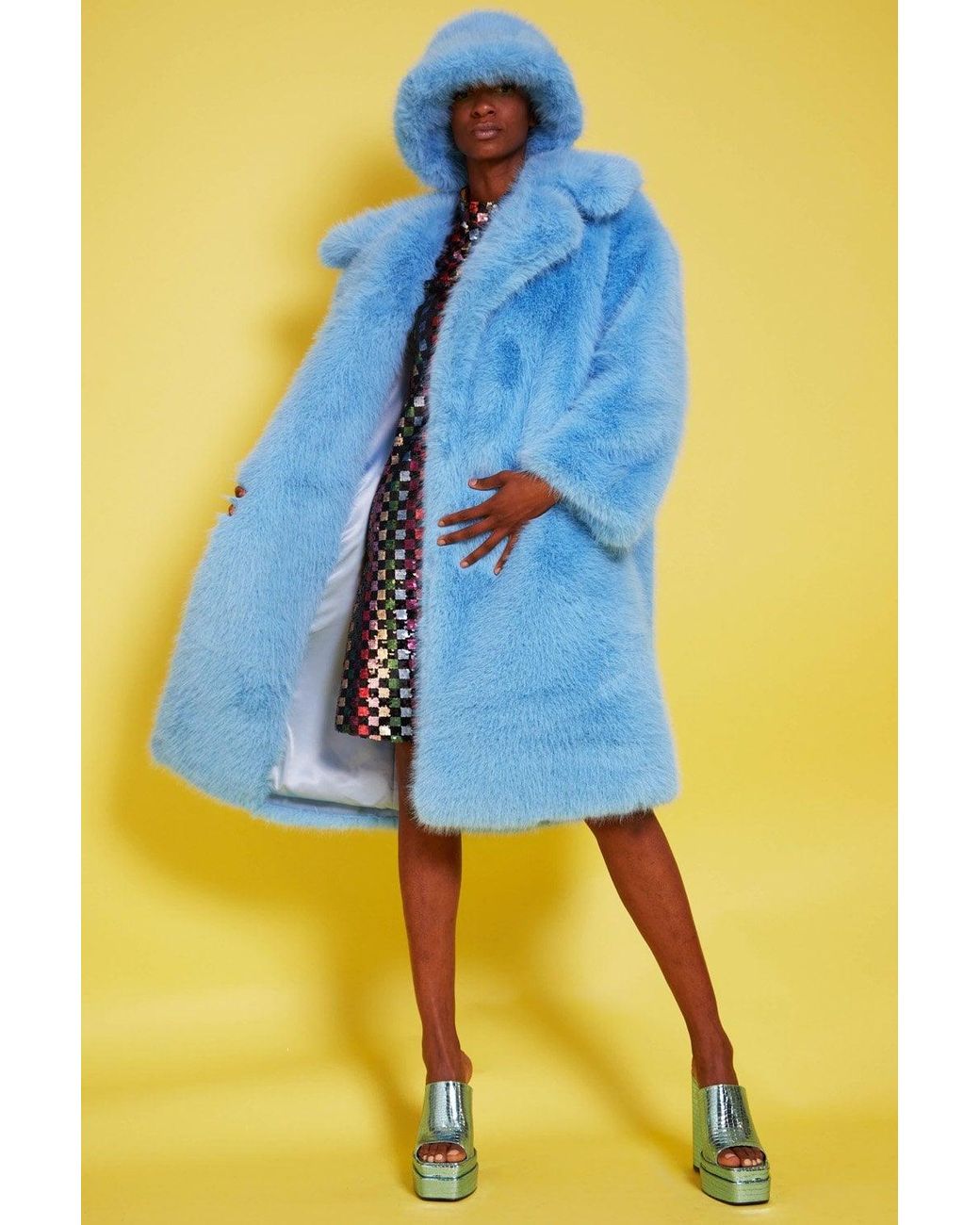Jayley Blue Bamboo Faux Fur Baby Coat