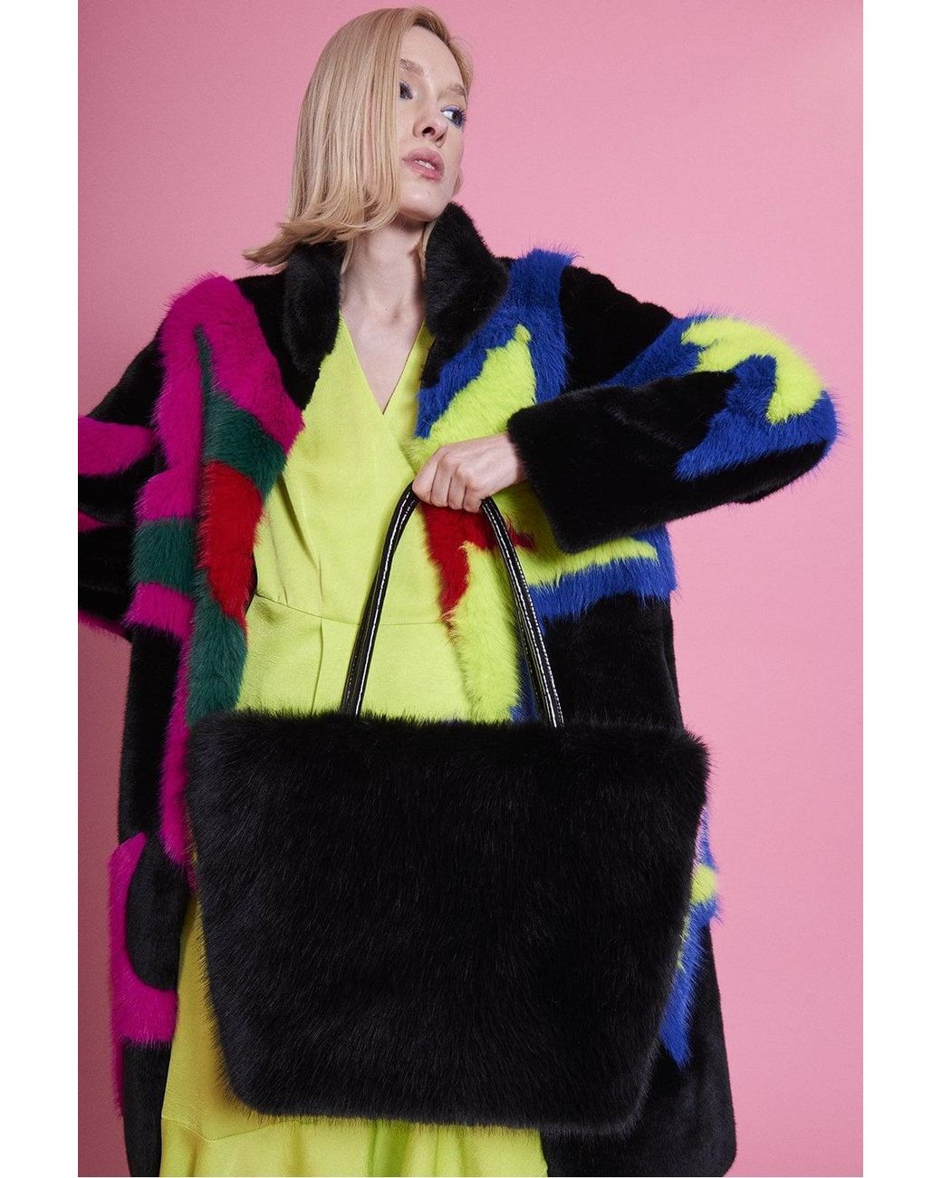Jayley Pink Handmade Bamboo Faux Fur Star Coat