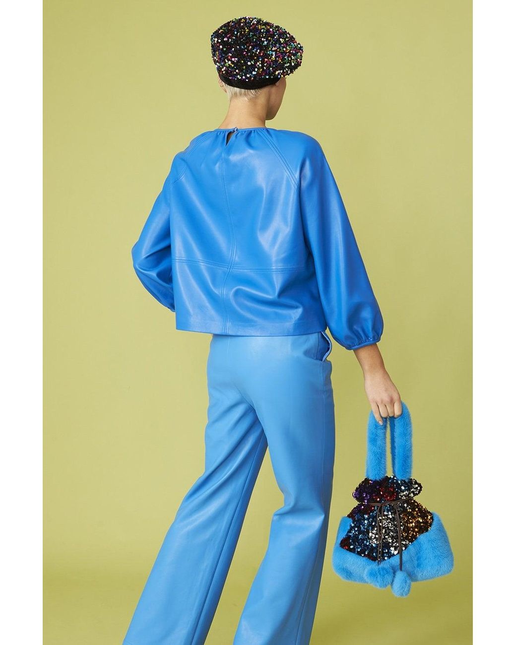 Jayley Blue Eco Leather Swing Top