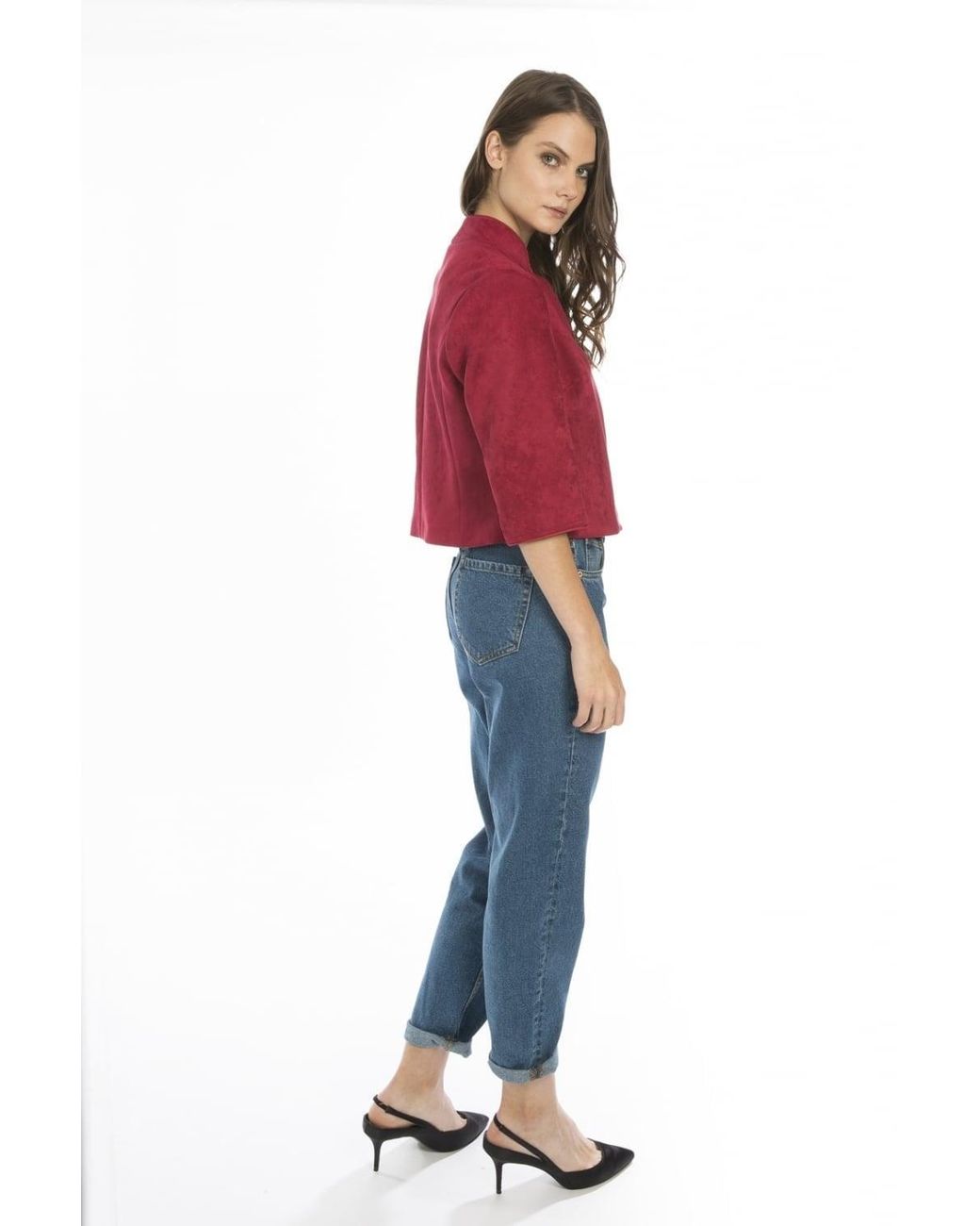 Jayley Red Faux Suede Jacket