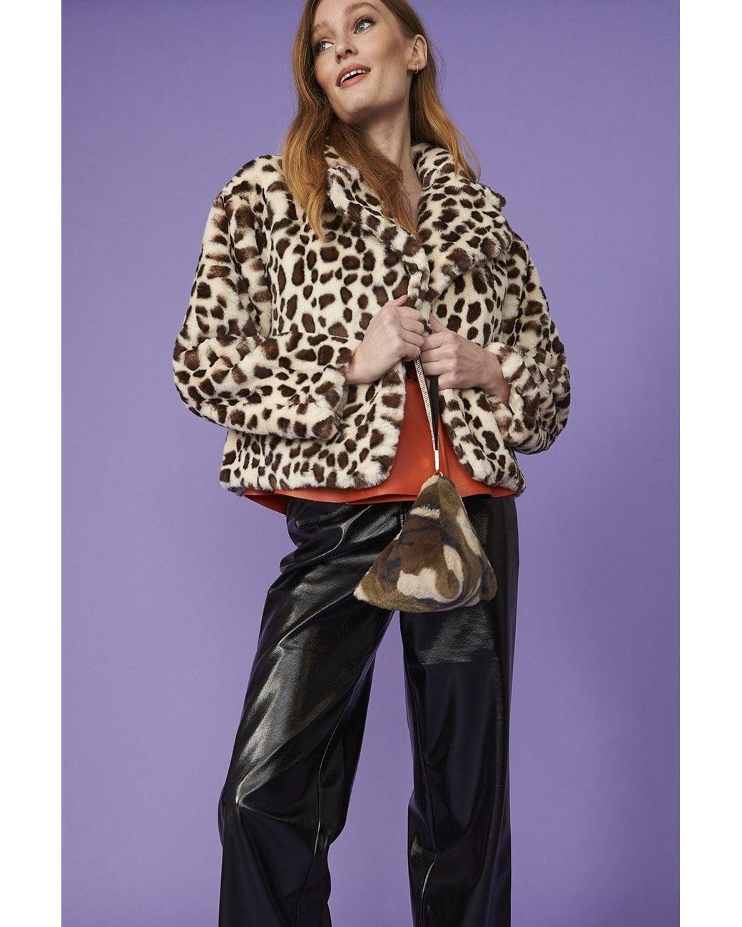 Jayley Blue Faux Fur Cropped Coat