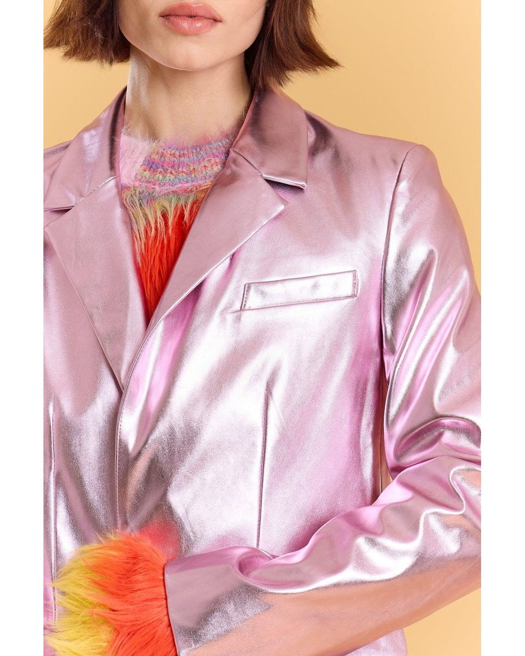 Jayley Blue Faux Leather Kate Blazer