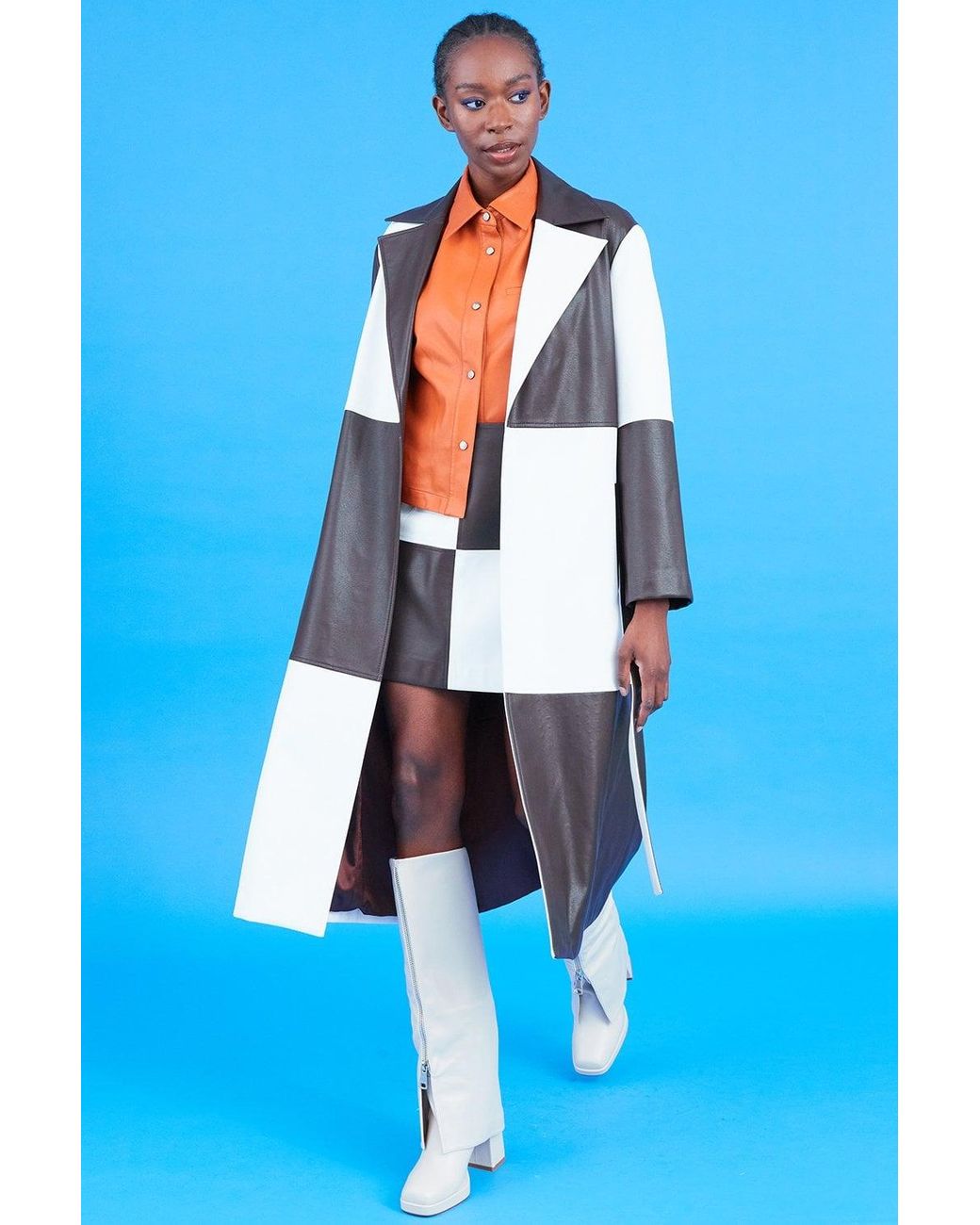 Jayley Blue Faux Leather Mini Skirt