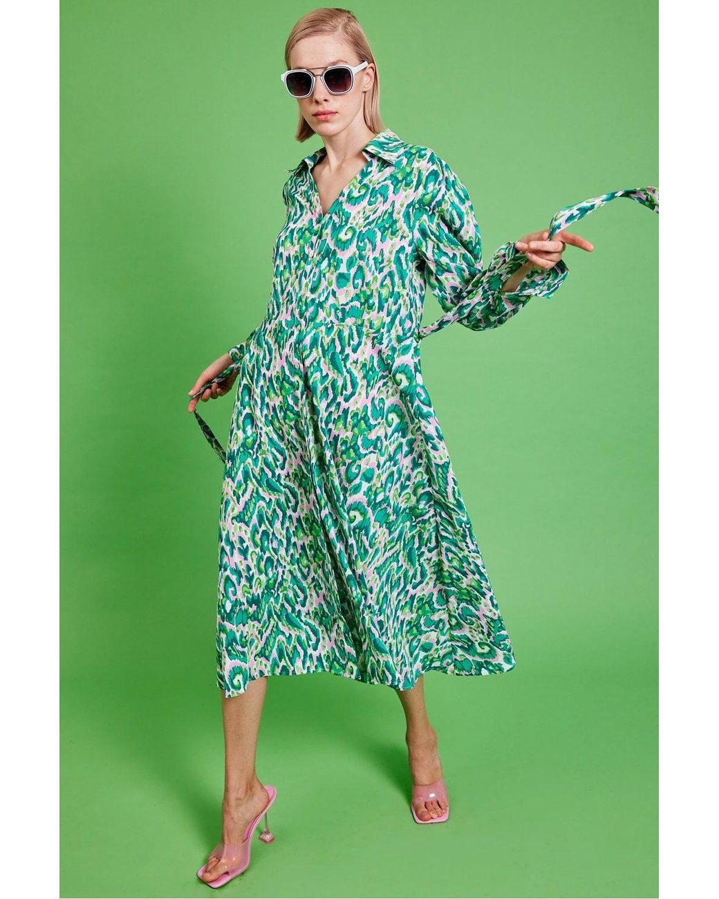 Jayley Green Rayon Oversized Shirt