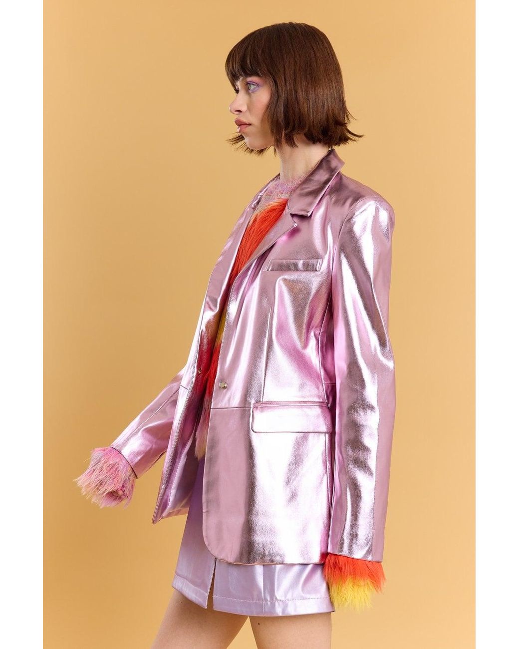 Jayley Blue Faux Leather Kate Blazer