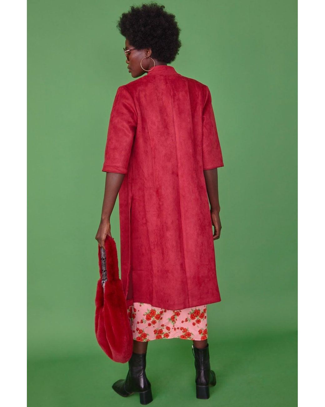 Jayley Green Faux Suede Coat