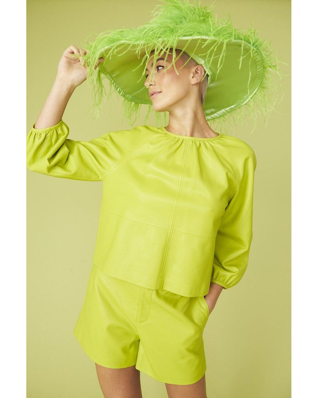 Jayley Yellow Lime Eco Leather Swing Top