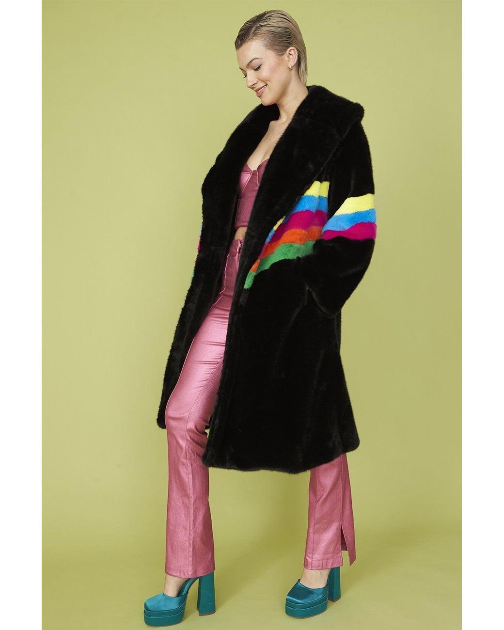 Jayley Green Handmade Eco Faux Fur Coat
