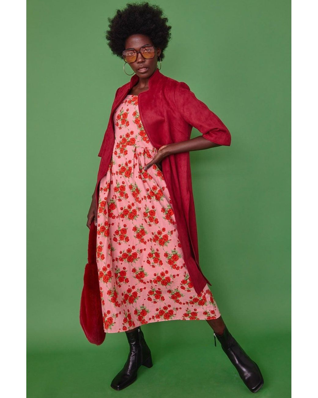 Jayley Green Faux Suede Coat