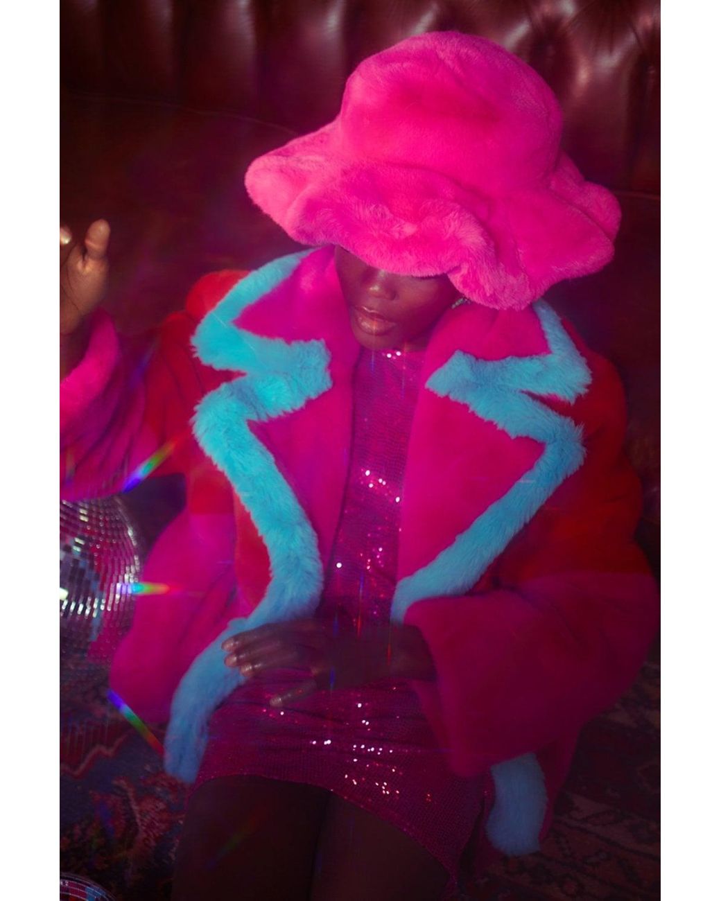 Jayley Pink Gigi Patchwork Cropped Coat