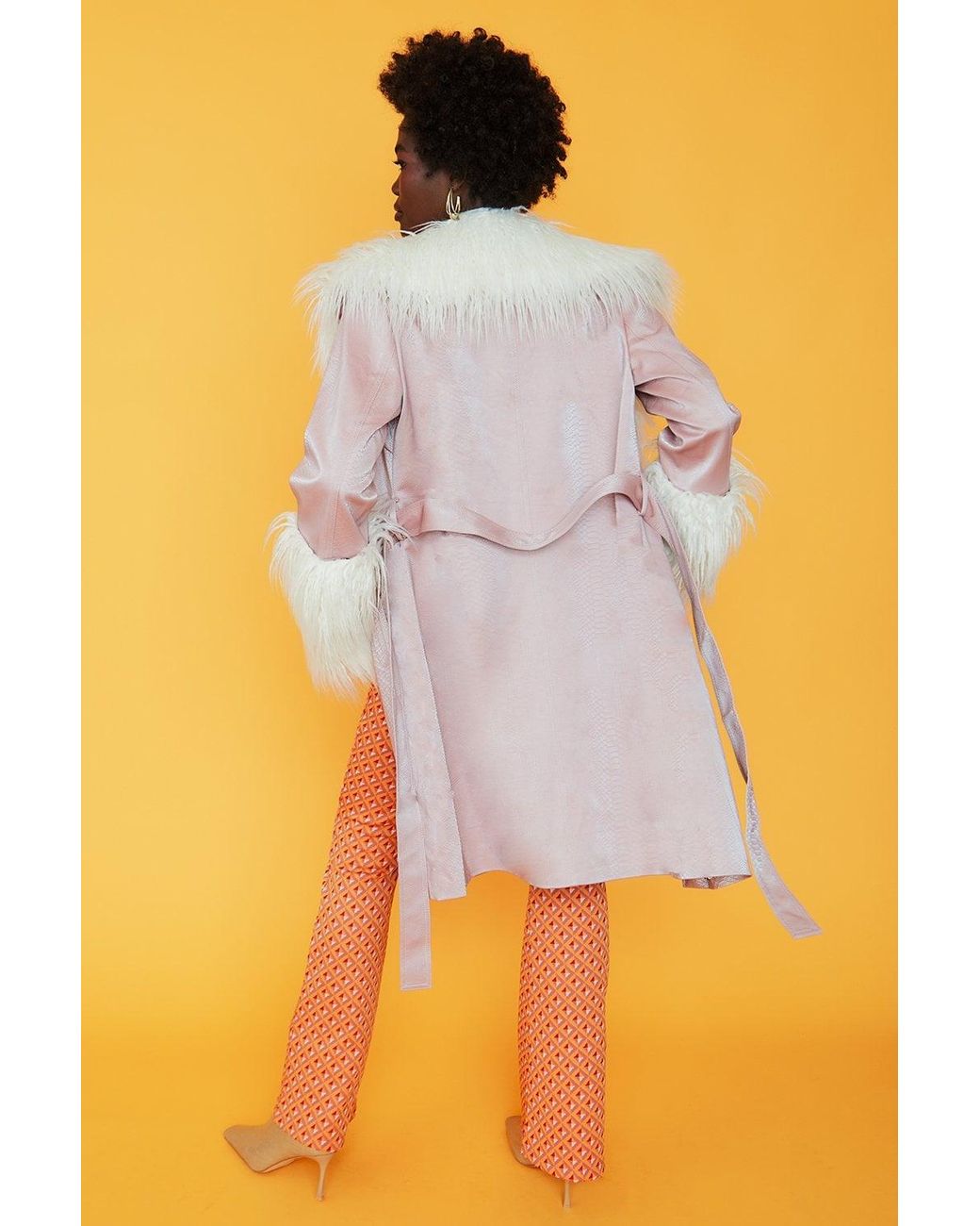 Jayley Blue And Mongolian Fur And Faux Suede Coat