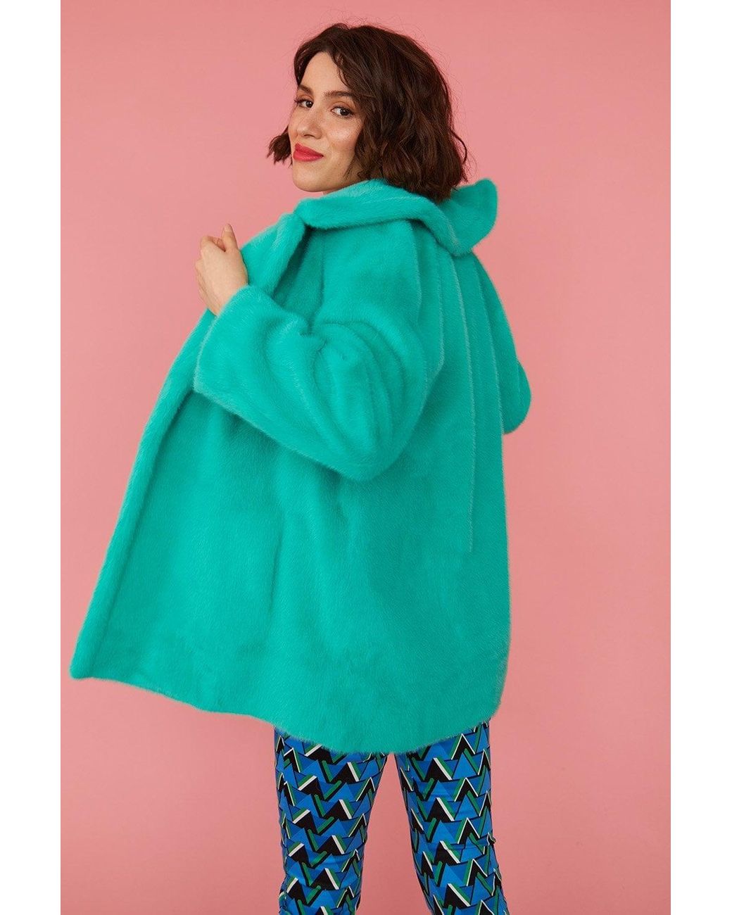 Jayley Green Faux Fur Coat