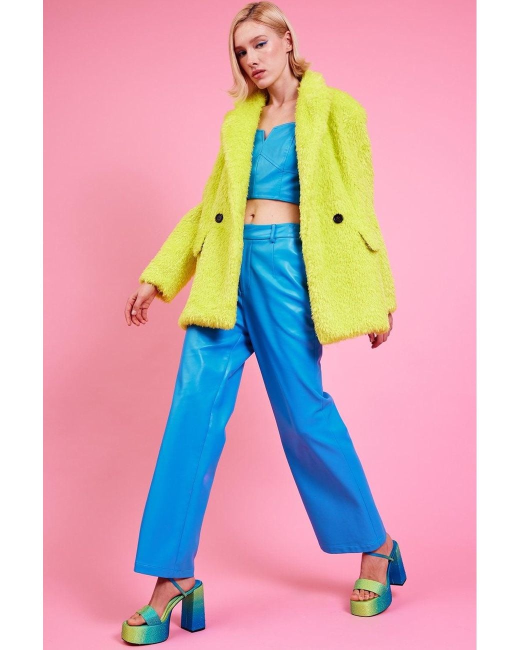 Jayley Pink Eco Leather Trousers