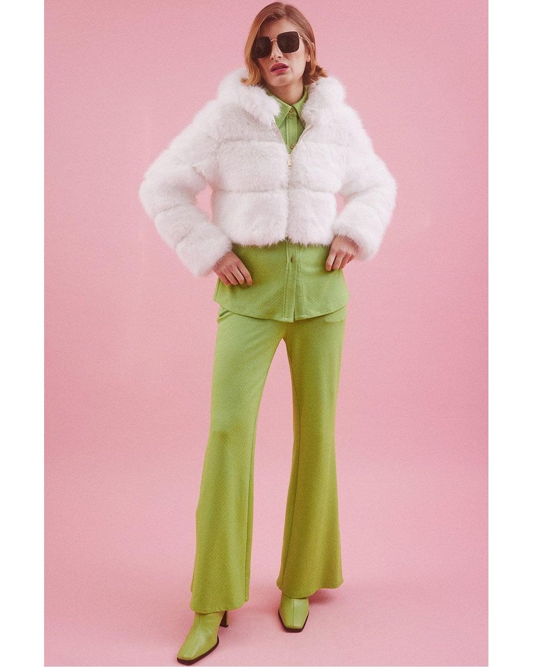 Jayley Pink Hooded Bamboo Faux Fur Puffer Coat