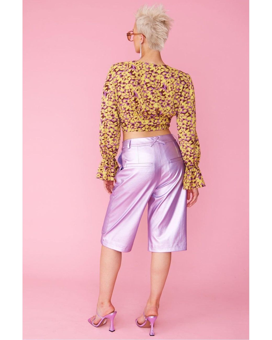 Jayley Pink And Silk Blend Cropped Blouse
