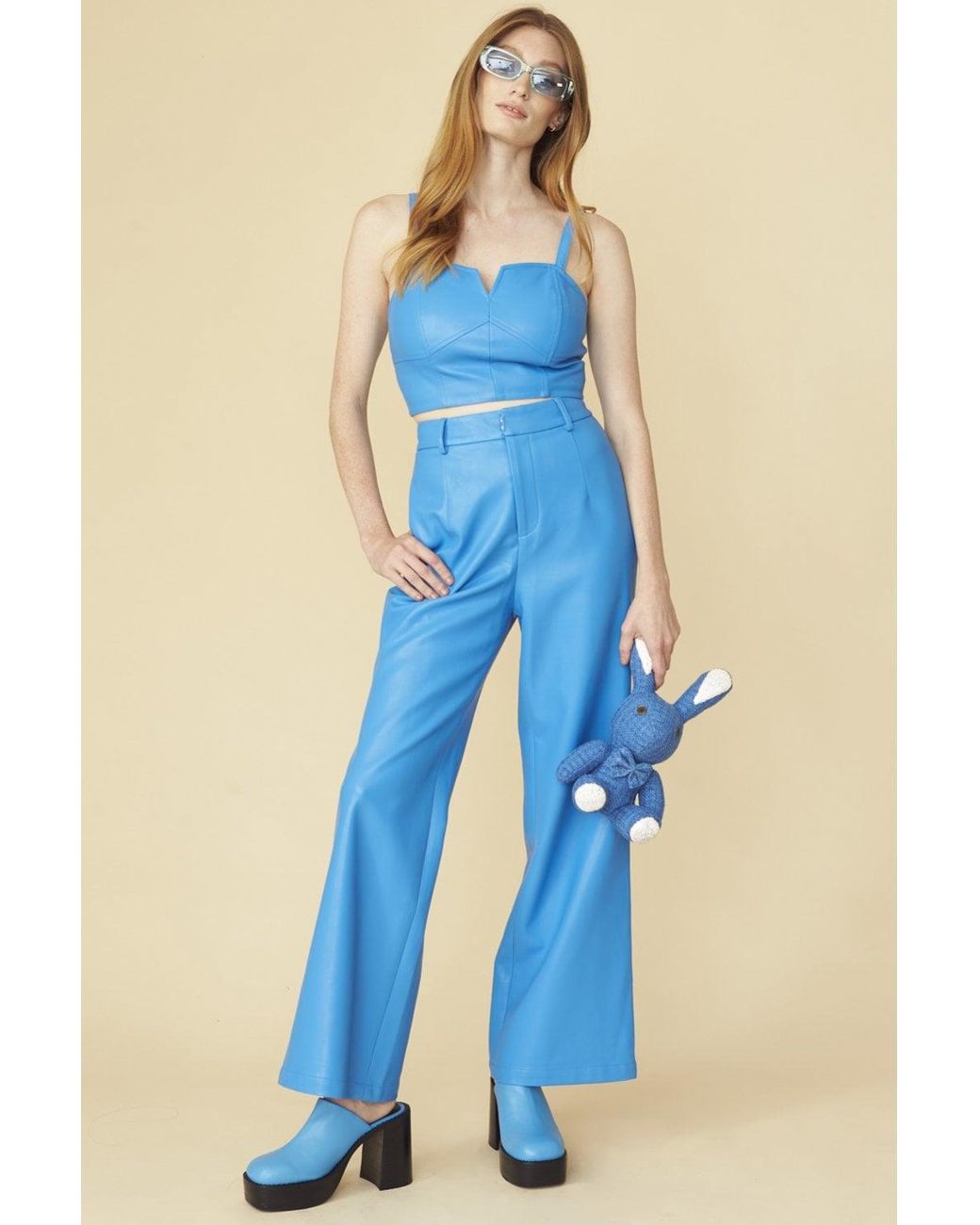 Jayley Pink Eco Leather Trousers