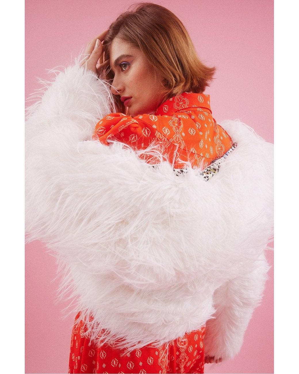 Jayley Red Hand Cut Mongolian Fur Knitted Jacket