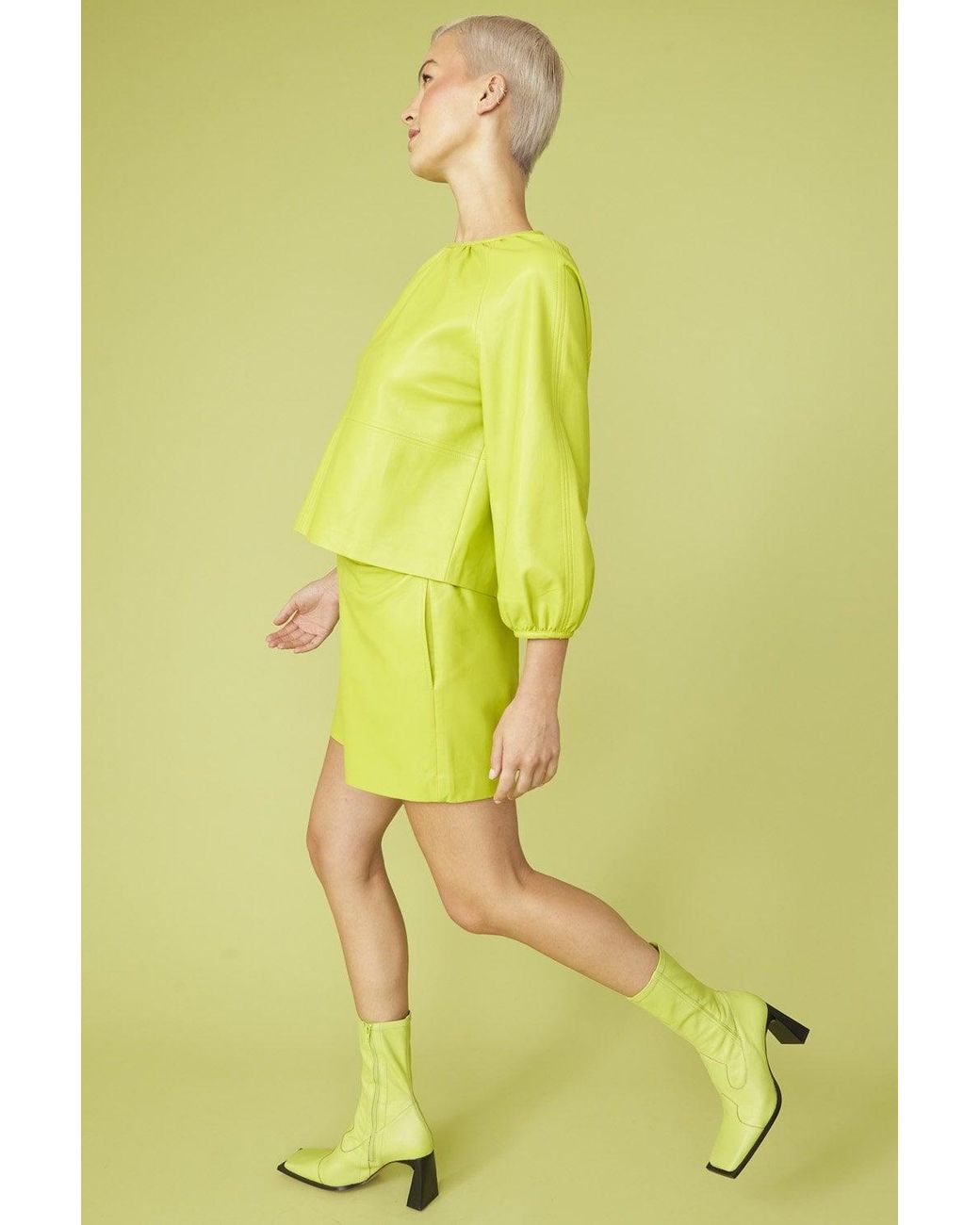 Jayley Yellow Lime Eco Leather Swing Top