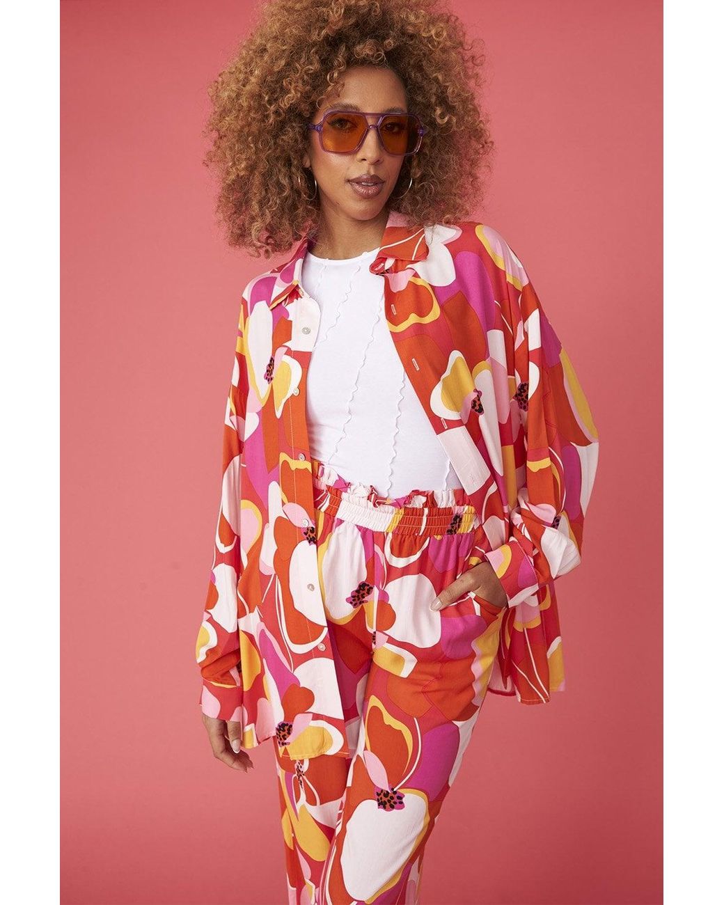 Jayley Red Florence Floral Trousers